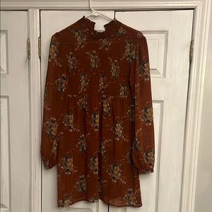 As U Wish long sleeve Dress in Brown and Blue size small